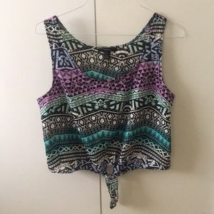 Tribal print knot crop top